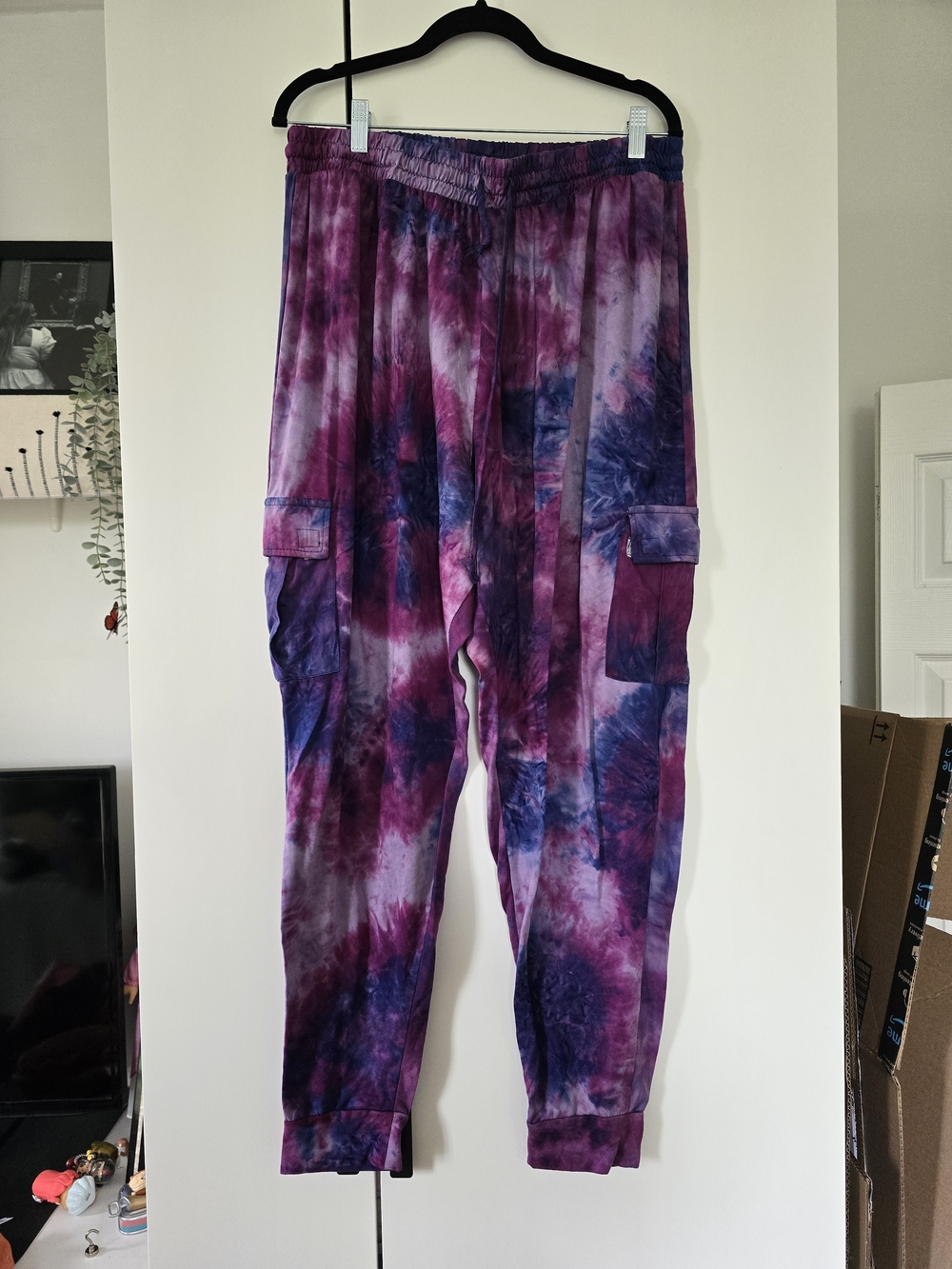 Tie-Dye Cargo Joggers in Purple & Blue